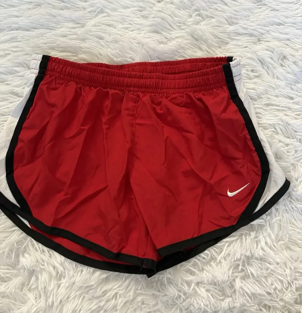 Nike Dri Fit Girls S Red W/black & White Classic Lined Sport Shorts. Great Pair